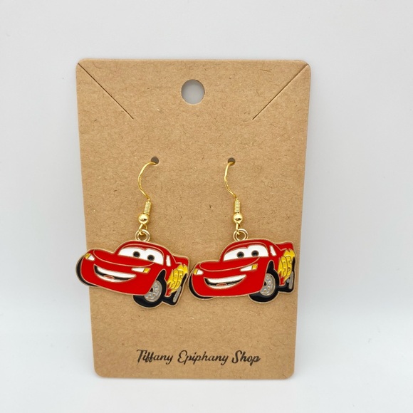 Cars inspired Lightning McQueen Earrings NWT - Picture 1 of 5